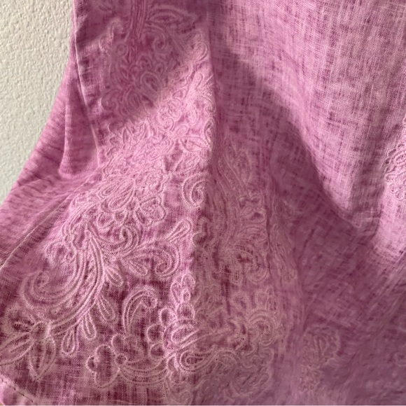 Chicos Embroidered Linen Lilac Top - Picture 4 of 10